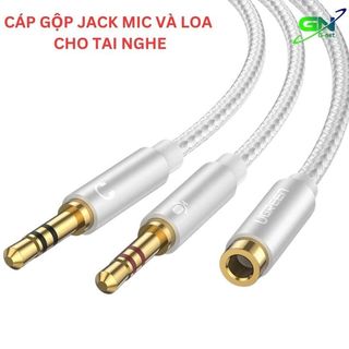 Cáp loa 3.5mm âm ra 2 đầu 3.5mm dương cho mic và loa, cáp chia tai nghe điện thoại, jack gộp cổng 3.5mm