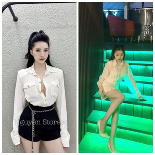 HV - Áo Sơ Mi Khuy Đồng Chất Voan Lụa Mỏng Sexy