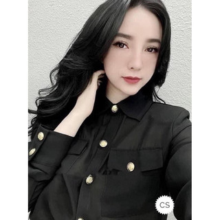 HV - Áo Sơ Mi Khuy Đồng Chất Voan Lụa Mỏng Sexy