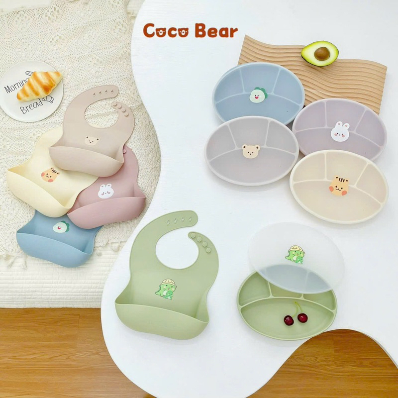 Set 4 Món Đồ Dùng Ăn Dặm Cocobear Cho Bé Từ 6m+, Set Ăn Dặm Cho Bé