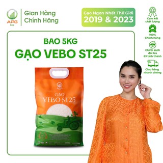  GẠO ĐẶC SẢN AN GIANG - Hạt Cơm Trắng Dài Bóng Dẻo - Gạo VEBO ST25 TÚI 5KG 