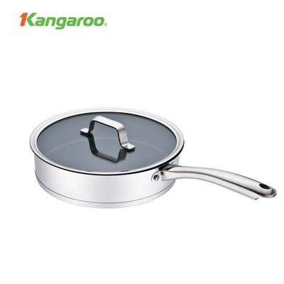 Chảo inox 5 lớp vung kính đáy từ 24cm KG01F124