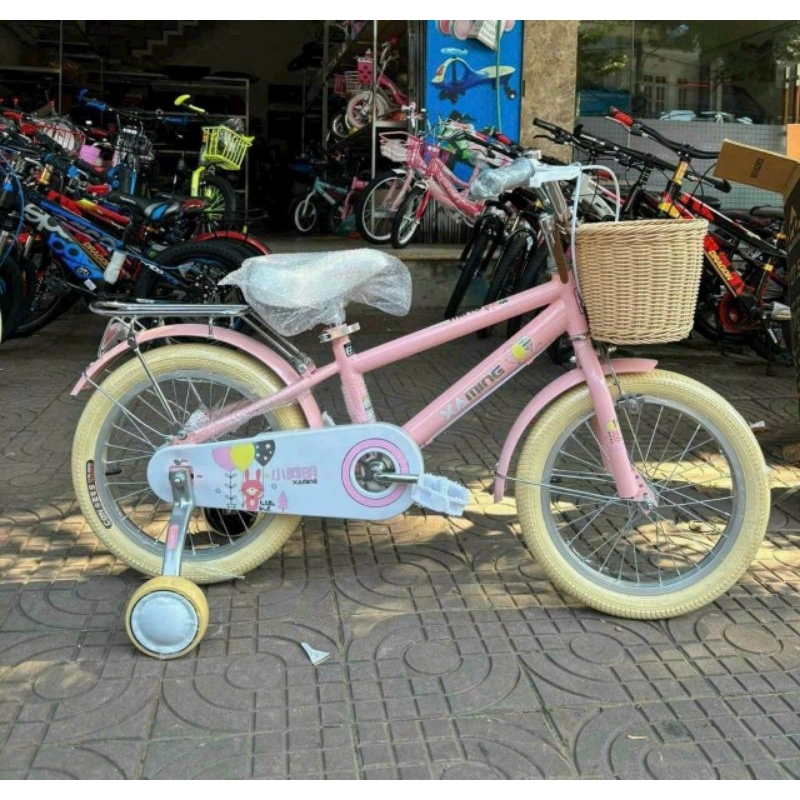 Xe đạp xaming thỏ giỏ mây cho bé tập đi size 12 , 14 , 16 inch