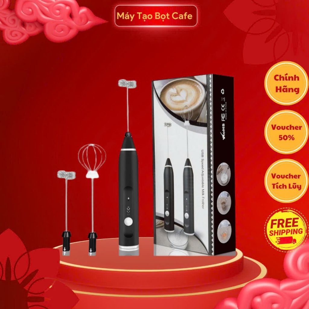 Máy tạo bọt cafe, đanh trứng mini cầm tay SẠC USB- Máy đánh trứng Cầm Tay 3 Tốc Độ Sử Dụng Pin Sạc Cao Cấp SOKANY