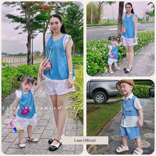 [MẸ/BÉ TRAI GÁI] SET ĐÔI MẸ BÉ ÁO DENIM LỤA + SORT