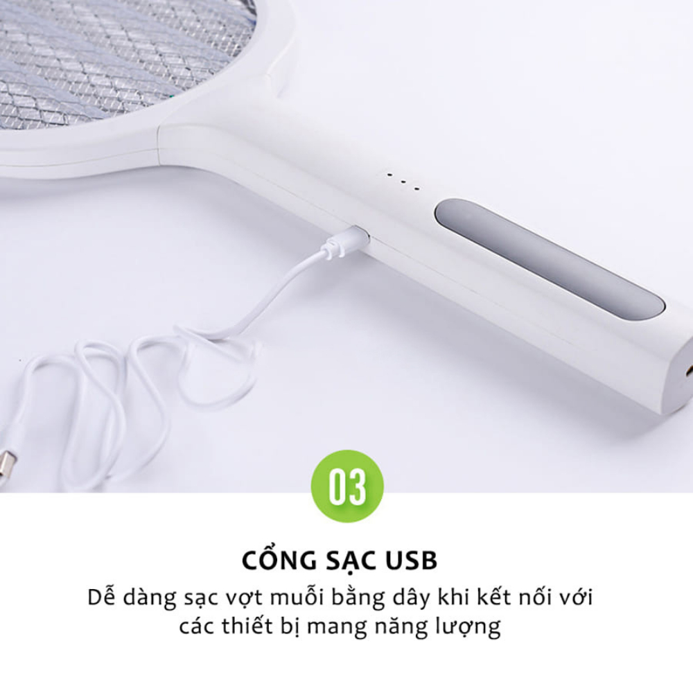 Vợt Bắt Muỗi KONOHA, Máy Bắt Côn Trùng 2in1 Kiêm Đèn Ngủ Ánh Sáng Xanh Thu Hút Muỗi Sạc Pin Cách Điện, Bảo Hành 12 Tháng