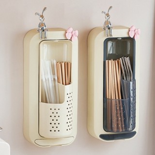 Hộp đựng đũa muỗng treo tường xoay 360 độ cao cấp, ống đựng đũa chống bụi phong cách hiện đại sang trọng