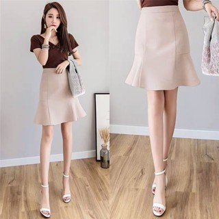 Chân Váy Đuôi Cá Công Sở Lưng Cao Chân Váy Dài Tới Gối Chất Vải Đẹpcó Bèo 2 Bên