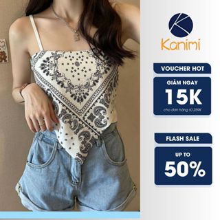 Áo 2 dây nữ thổ cẩm họa tiết Kanimi - áo yếm nữ hai màu siêu hot - AN05