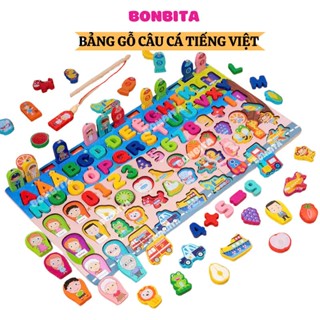 Đồ Chơi Bảng Gỗ Câu Cá Học Số, Chữ Cái Tiếng Việt Ghép Hình Học, Động Vật, Phương Tiện Phát Triển trí Tuệ Cho Bé