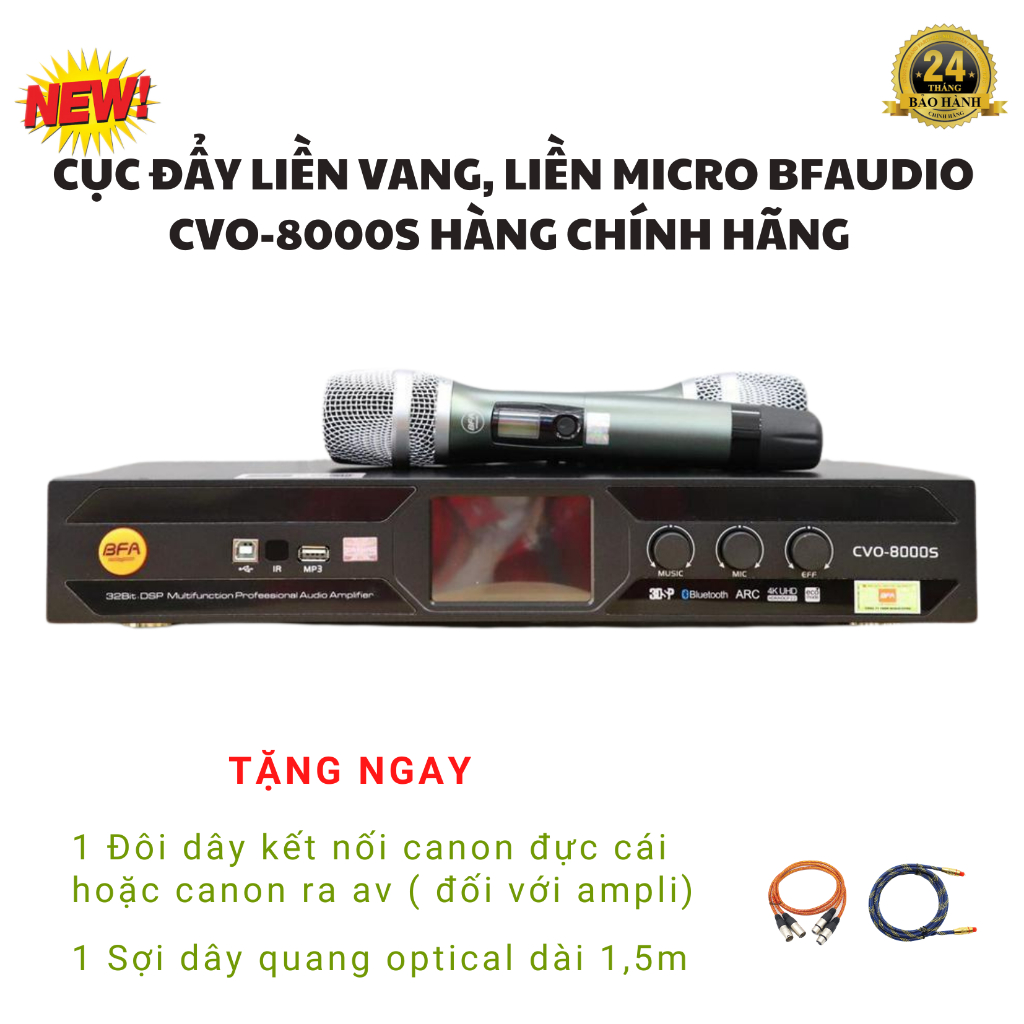 CỤC ĐẨY LIỀN VANG, LIỀN MICRO BFAUDIO CVO-8000S CHÍNH HÃNG - MÀN CẢM ỨNG, CÓ BLUETOOTH, OPTICAL..