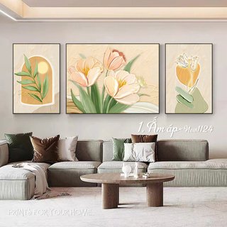 11 mẫu Tranh treo phòng khách phong cách hiện đại NEW1124, tranh canvas bộ 3 có khung hoàn thiện.