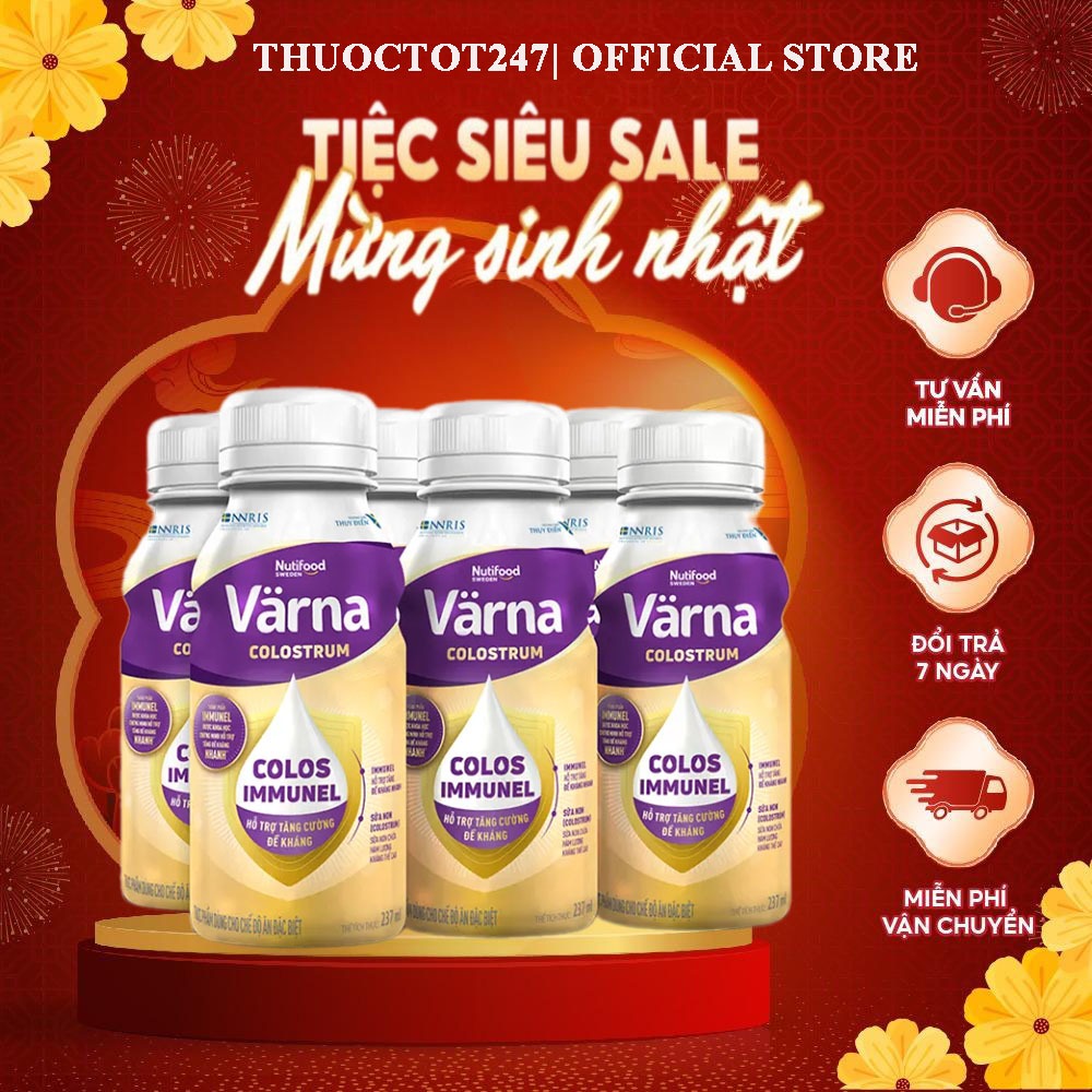 Thùng 24 hộp X 237ml Sữa non Varna Colostrum Nutifood Thuỵ Điển (hsd 05/26)