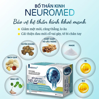 Bổ thần kinh Neuromed, giảm tê bì run tay chân  với thành phần từ thảo dược và vitamin nhóm B Magie Hộp 30 viên