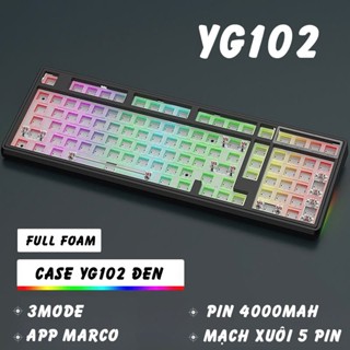 Case bàn phím cơ không dây ATAS YG102 - 3 mode kết nối - LED RGB - Có App Marco - Mạch xuôi 5 Pin - Lube sẵn