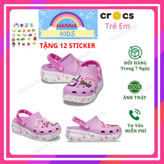 Dép Cross Barbie Kids cho bé gái trẻ em Sục Cros đế cao HannaKids giày xục Croc Clog Kid màu Hồng Size 28 29 30 độ tuổi