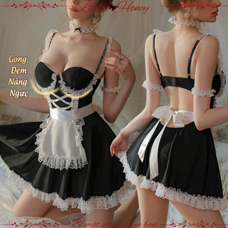 Váy Ngủ Cosplay Hầu Gái Cao Cấp Có Gọng Và Mút Nâng Đẩy Ngực Quyến Rũ - LALA HONEY