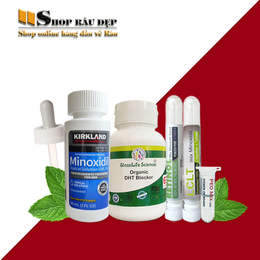 [ TẶNG 1 BƠM ZIN ] Combo Nâng Cao gồm: Minoxidil 5% kết hợp Organic DHT Blocker Ấn Độ - LCLT - Retin