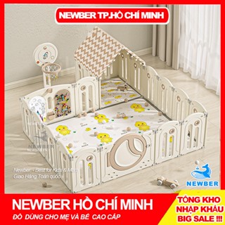 Quây Cũi Nhựa cho bé Newber Lego Moon House Kèm Cột Bóng, Ghép Hình, Quây gấp gọn nhựa Nguyên sinh