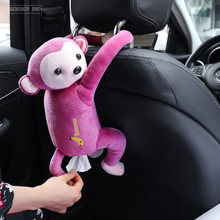 Thanh lý hàng trưng bày Túi đựng khăn giấy bằng thú nhồi bông Pink Monkey (tặng 2 móc treo đồ sau ghế)