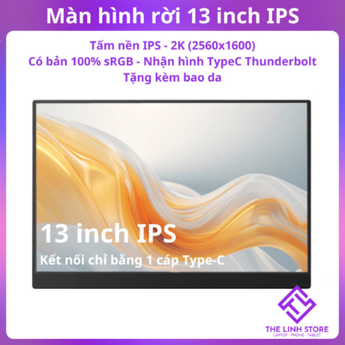 Màn hình di động 13 inch IPS 2.5K 100% sRGB Type-C ThunderBolt - Tặng bao da
