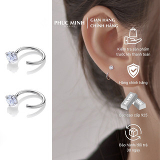  Khuyên tai bạc PMJ bông tai nụ đá dáng móc câu unisex cho nam nữ PMJ0270 Phúc Minh Jewelry 