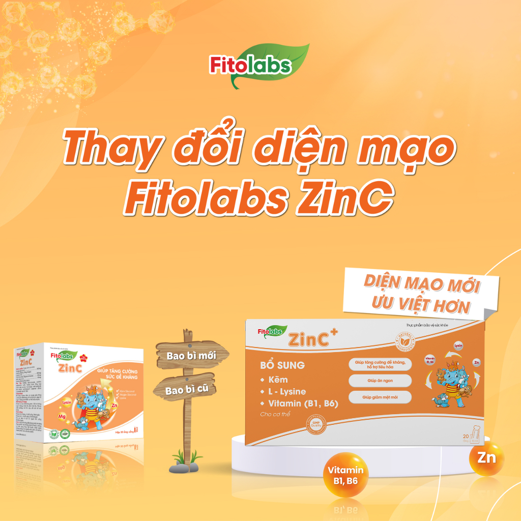 Kẽm Hữu Cơ Cho Bé Fitolabs ZinC Cho Bé Giúp Tăng Sức Đề Kháng, Kích Thích Ăn Ngon, Hấp Thu Tốt Hộp 20 Ống FITO10