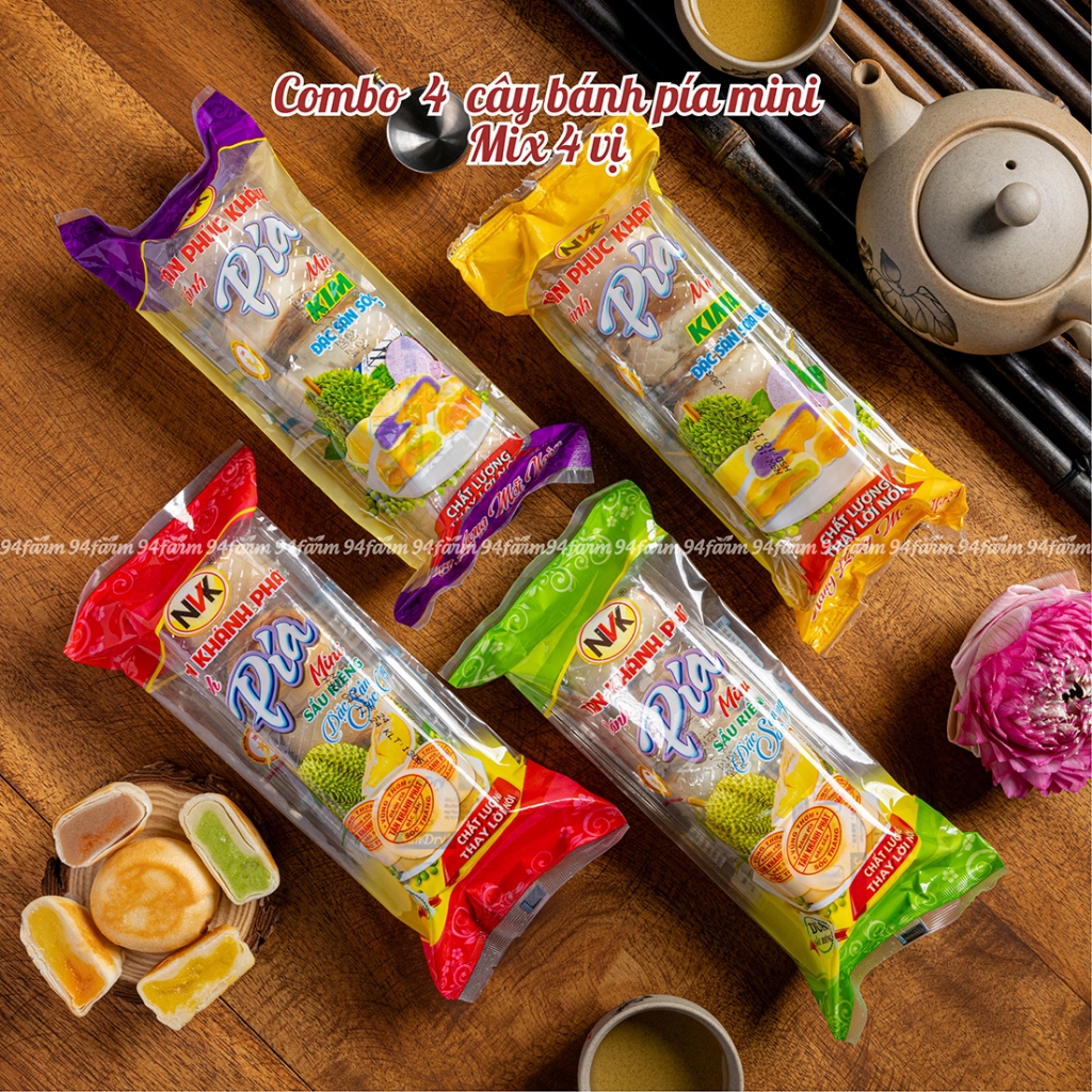 Combo 4 túi bánh pía mini Mix 4 vị 94farm