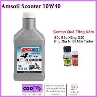 (LIVE) Nhớt Xe Tay Ga AmSoil Scooter 946ml Tặng kèm 1 vệ sinh kim phun G20 và 1 phụ gia nhớt mới turbo