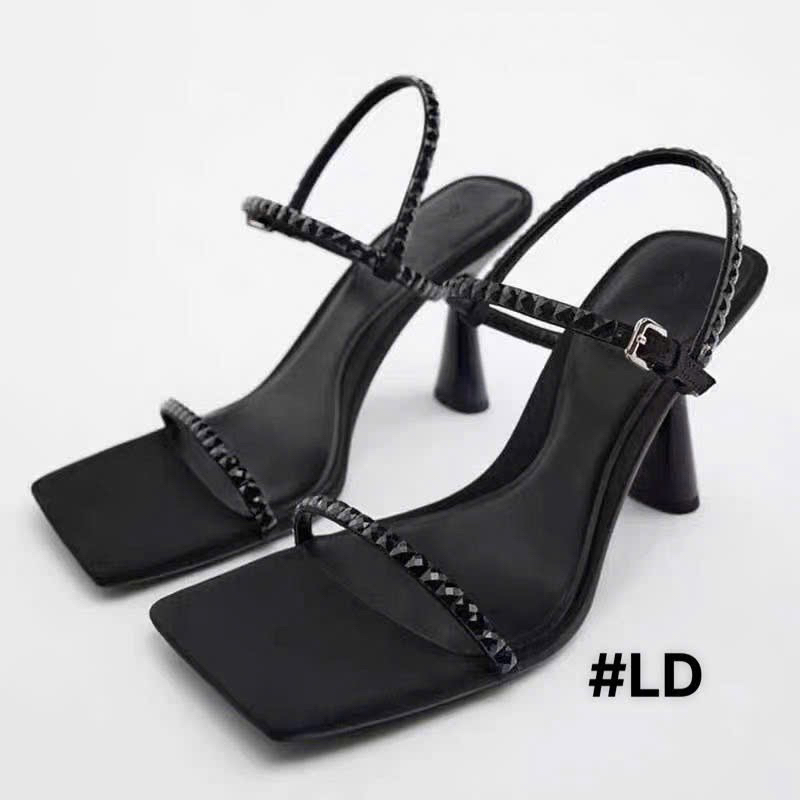 🍒🍒🍒Sandal Zara quai mảnh đá đen dáng basic đơn giản mà vẫn sang, gót 7f ⚜Size 35–39 fullbox 💵