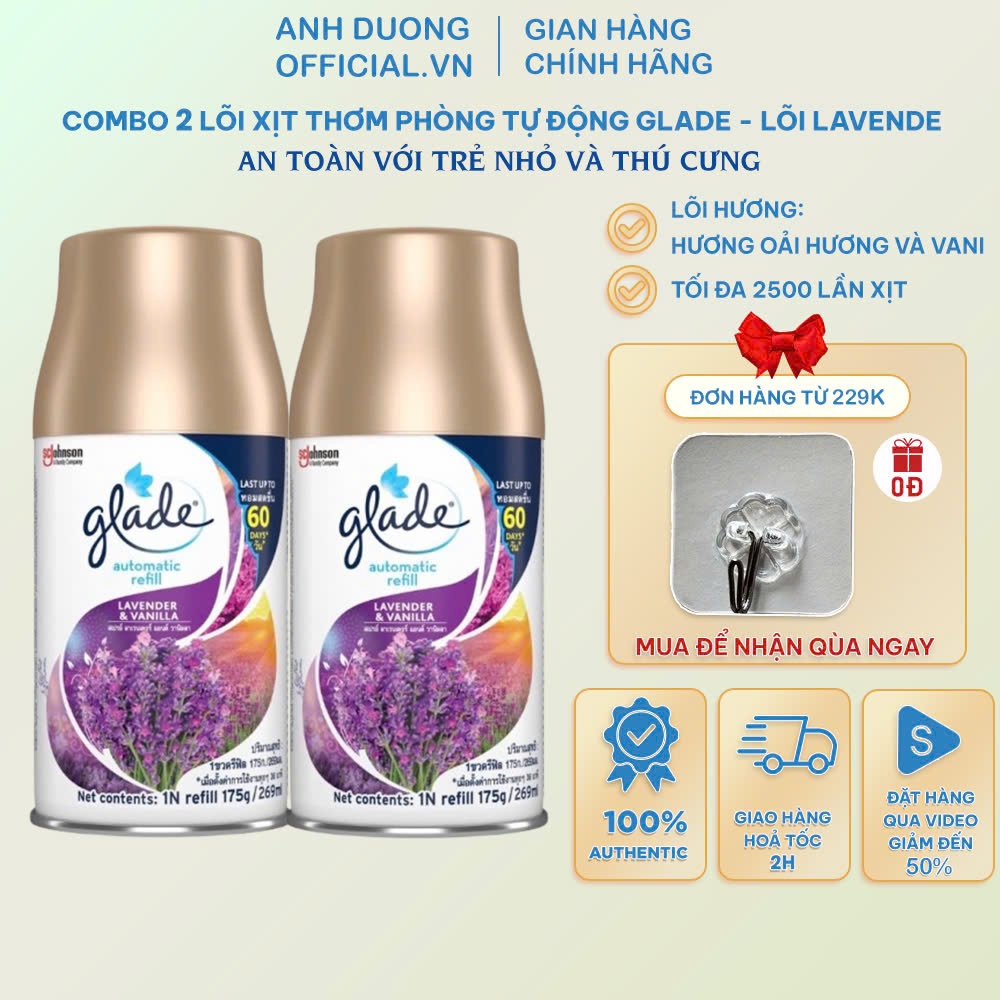 Combo 2 Chai Lõi Thay Máy Xịt Thơm Phòng Tự Động Glade,Xịt Thơm Phòng Tự Động Glade