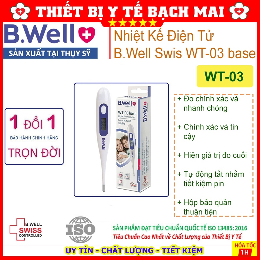 Bảo Hành 1 Đổi 1 Trọn Đời | Nhiệt Kế Điện Tử Bwell Swiss WT-03 Dạng Bút