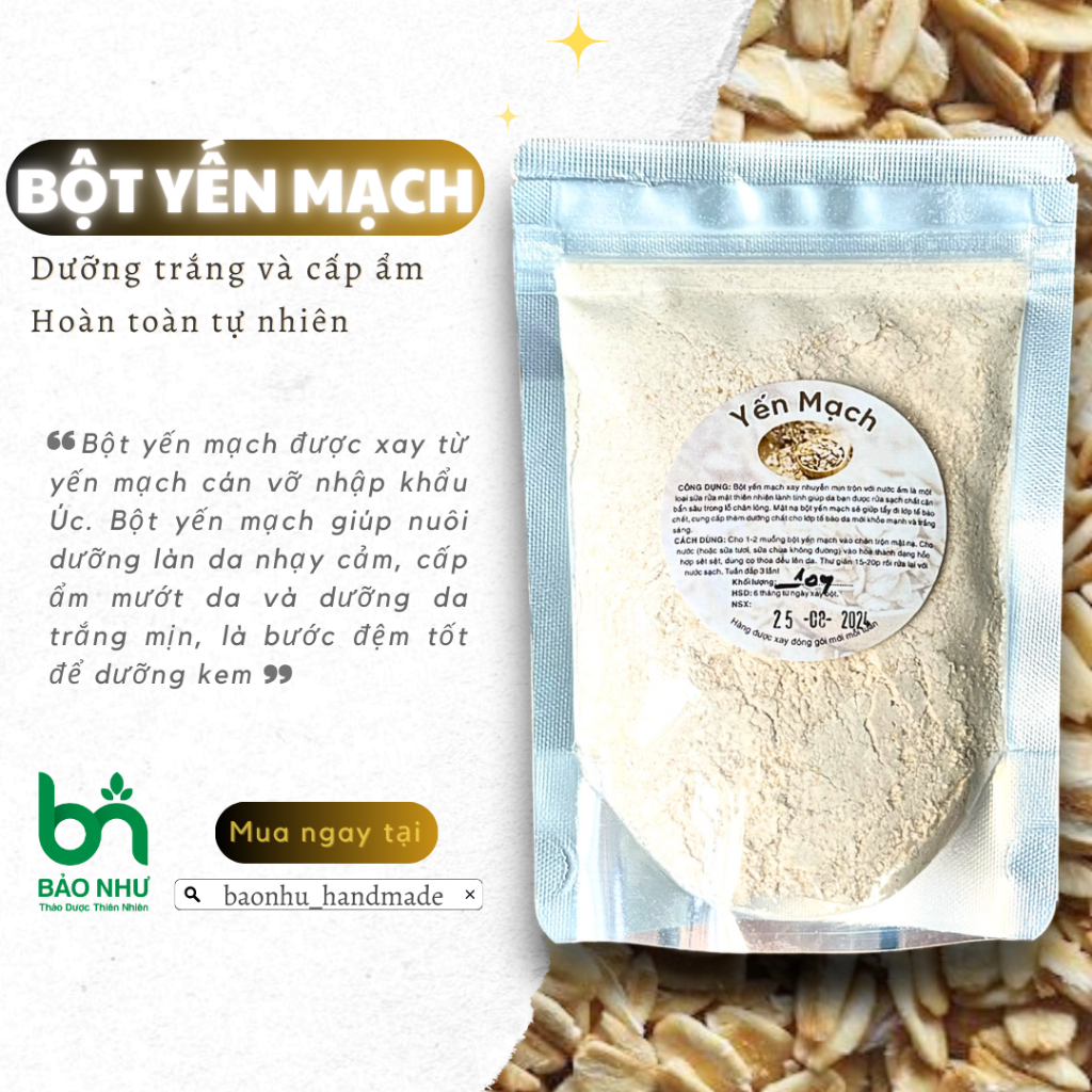 Bột yến mạch xay vừa có cợn tẩy tbc, dưỡng trắng da hiệu quả