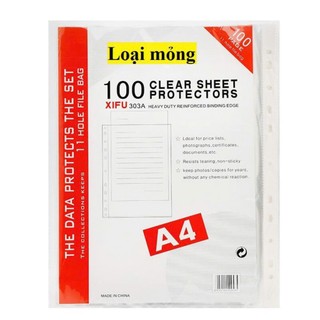 Túi sơ mi lỗ loại dày, mỏng (100 tờ/tập)