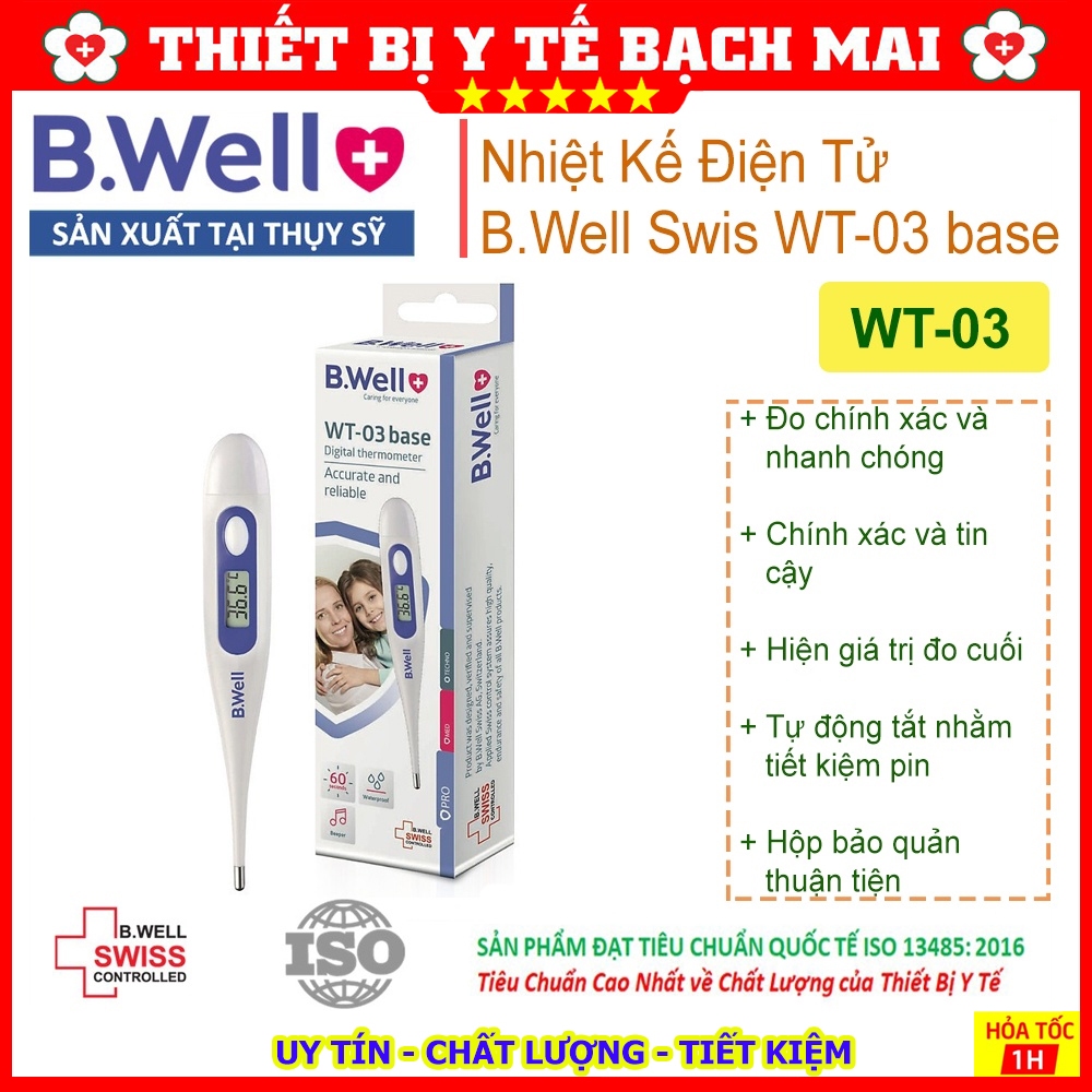 Nhiệt Kế Điện Tử Bwell WT-03 | Hàng Chính Hãng Thuỵ Sĩ | Bảo Hành Trọn Đời