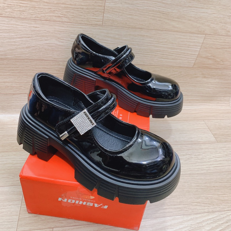 Giày Mary Jena nữ-Giày đốc lolita da bóng độn đế 6,5cm~7cm siêu nhẹ hàng Quảng châu cc