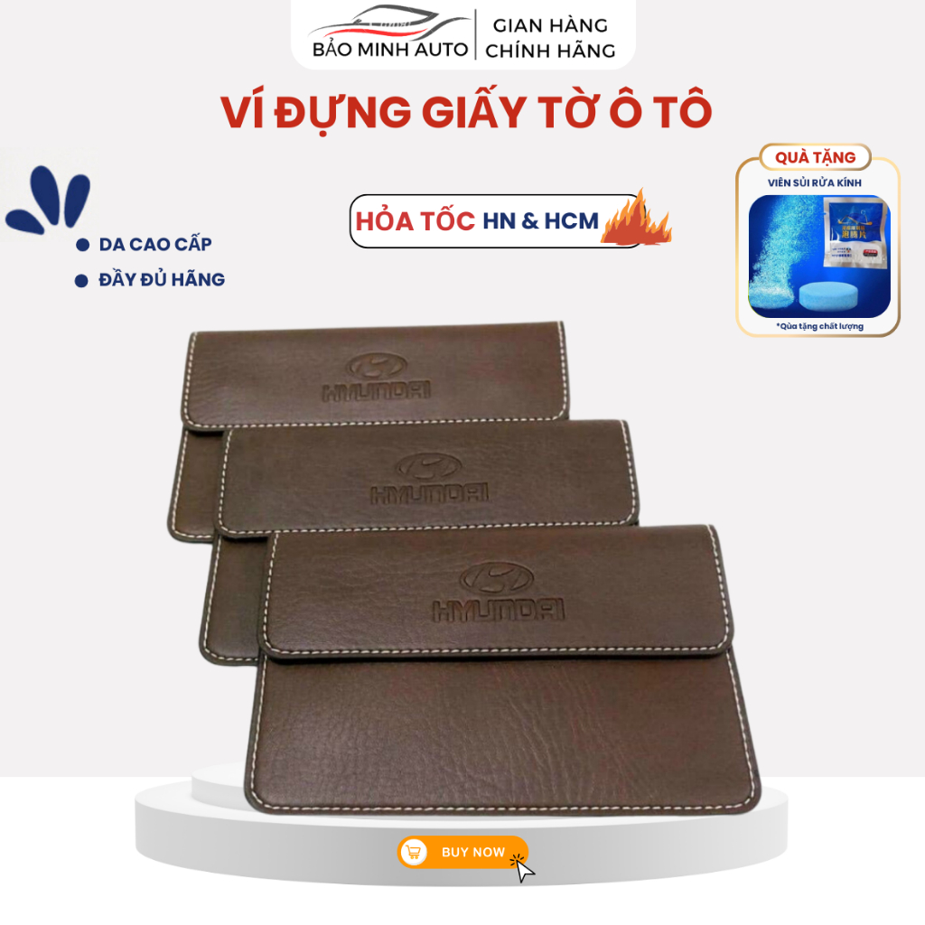 Ví đựng giấy tờ xe Bảo Minh Auto , Bóp da đựng giấy tờ đăng kiểm xe có nhiều ngăn chia cao cấp đủ lô gô các hãng xe