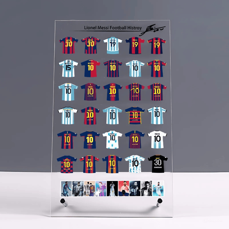 Kệ bộ sưu tập áo cầu thủ bóng đá Ronaldo  Messi Neymar có chữ ký chất liệu Arcylic in nhiệt