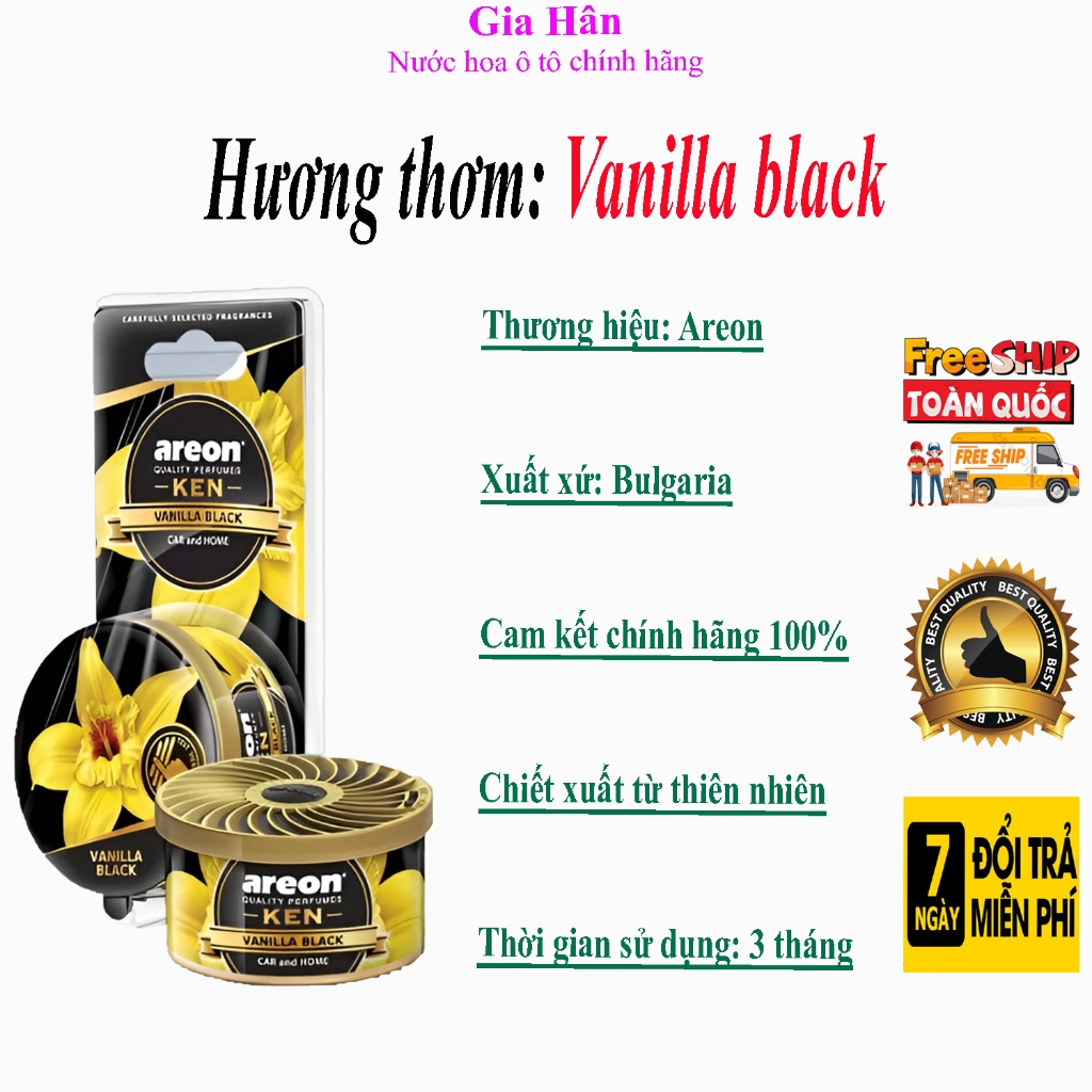 Sáp thơm ô tô Areon Ken Vanilla Black