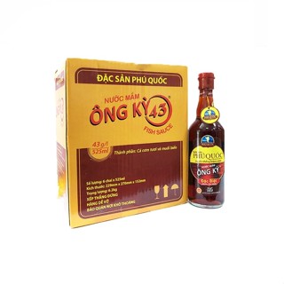 Nước mắm Ông Kỳ Phú Quốc 35/38/40/43 độ đạm, thùng 6 chai thủy tinh 525ml