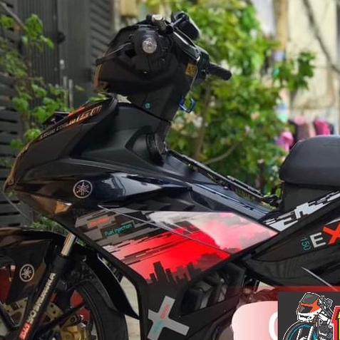 Tem Rời Ex 150 Thành Phố Dán Xe Đen Phối Đỏ
