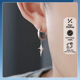 Khuyên tai tròn bằng thép titan nam nữ dạng xỏ lỗ Star Kuu Clothes hình ngôi sao lấp lánh an toàn với da