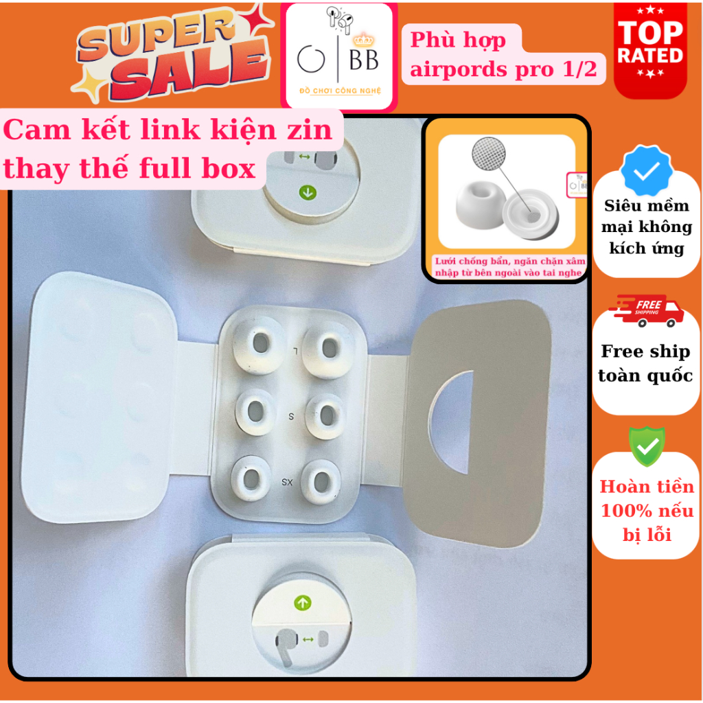 [ Hàng zin ] Bộ 2 núm tai nghe thay thế hàng zin dành cho airpords pro 1/2