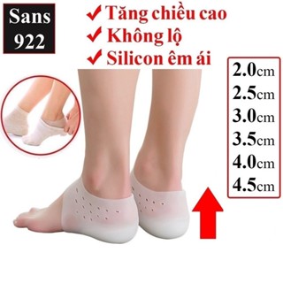 Vớ tất tăng chiều cao silicon không lộ Sans922 unisex nam nữ êm chân thoáng khí miếng lót giày độn đế nâng gót