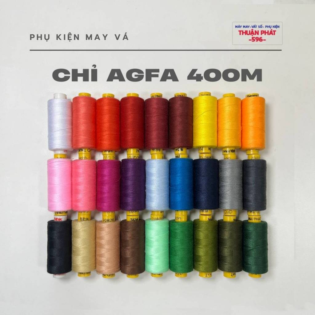 CHỈ MAY VÁ AGFA, 1 CUỘN 400M,  CUỘN CHỈ NHỎ MAY VÁ GIA ĐÌNH
