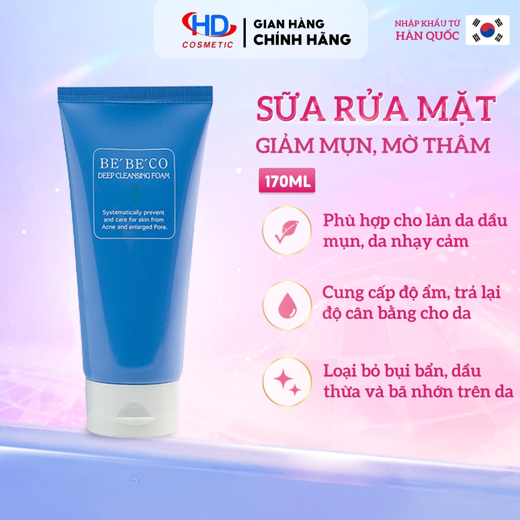 [BEBECO] Sữa rửa mặt ngăn ngừa mụn giảm mụn, kiềm dầu thu nhỏ lỗ chân lông BEBECO l AC-T-Line Hàn Qu