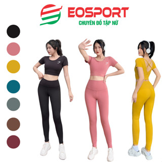 Bộ Tập Gym Yoga Aerobic Nữ, Bộ Tập Thể Thao Nữ Chất Đẹp Áo Cộc Tay Dây Chéo Hở Lưng Quần Dài Kèm Mút- D16