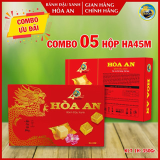 Combo 05 Hộp Bánh Đậu Xanh Hòa An Hộp HA45M KLT 350gr (Date mới + chính hãng)