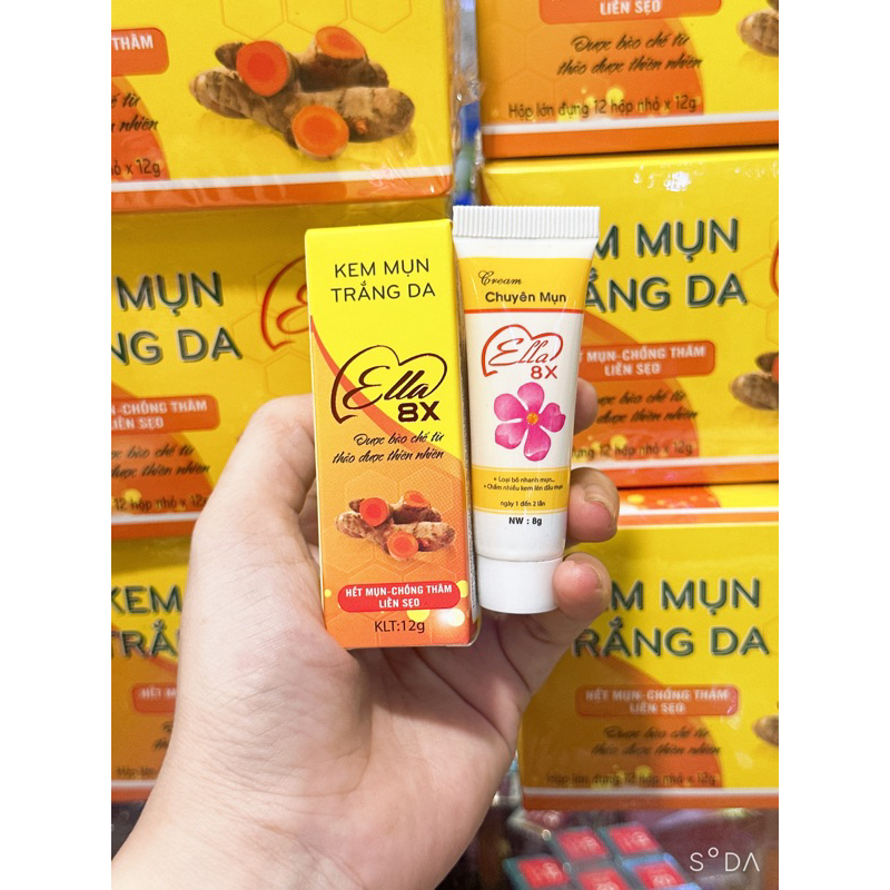 [ BÁN CHẠY ] KEM NGHỆ ELLA 8X SẠCH MỤN - XÓA MỜ SẸO - THÂM DO MỤN ( HÀNG CTY) Tuýp 8g