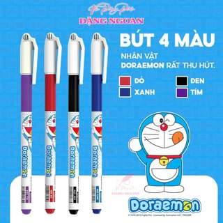 [Hộp 20] Bút Gel Thiên Long GEL-012 Mực Tím, Xanh - Hình Doreamon Dễ Thương, Viết Êm, nét 0.5mm